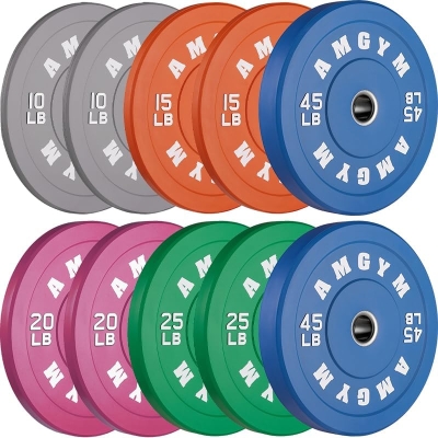 AMGYM 2-Inch Olympic Bumper Plate Set (10–500 lb Options) – Rubber Barbell Weight Plates for Home Gym, Strength Training, Multiple Colors