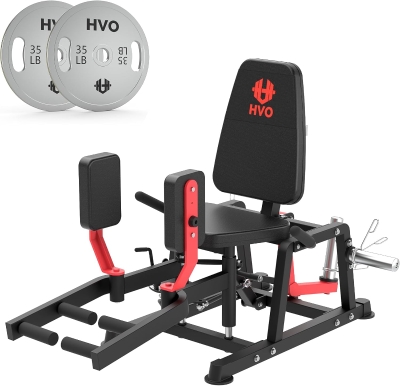 HVO Hip Adduction & Abduction Machine - Commercial-Grade Inner/Outer Thigh and Glute Trainer with 6-Position Gear System and Included Weight Plates