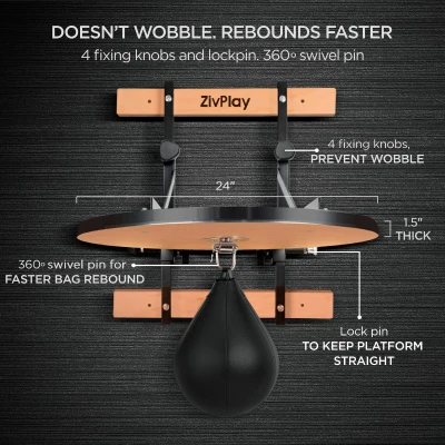 24-Inch Speed Bag Platform with Adjustable Mount and 360° Swivel, Comes with Speedbag and Pump