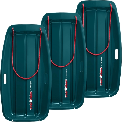 Retrospec Retrorider Plastic Sled (Toboggan Style) with Nylon Pull Rope, Arctic-Ready Coating and Hard Bottom - 35"" / 48"" Sizes for Kids and Adults