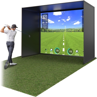GoSports Golf Simulator Enclosure Kit with Frame and HD Impact Screen – Options: 10x8, 12x9, 14x8 ft
