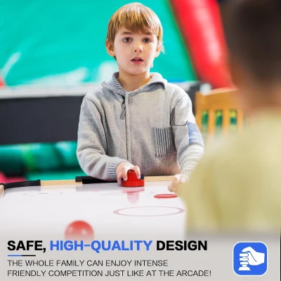 Foldable Air Hockey Table with 12V Motor and LED Electronic Scoreboard — Portable Indoor Game Set with 2 Pucks & 2 Pushers for Kids and Adults