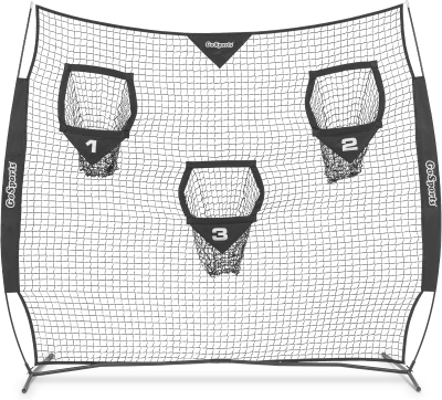 GoSports Football Throwing Net - QB Training Net (8'x8' or 6'x6') - Black or Red
