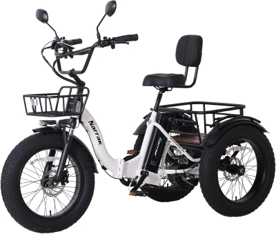 Narrak Folding Adult Electric Trike — 750W (Peak 1350W), 48V 13Ah UL Battery, 20x4"" Fat Tires, Rear Differential, Hydraulic Brakes, Foldable 3-Wheel Ebike