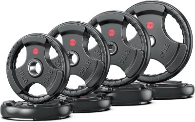 XDDIAS 2-Inch Olympic Rubber Grip Plates — Solid Cast Iron Core Weight Set for Home & Gym Strength, Weightlifting and Bodybuilding (Pair/Sets)