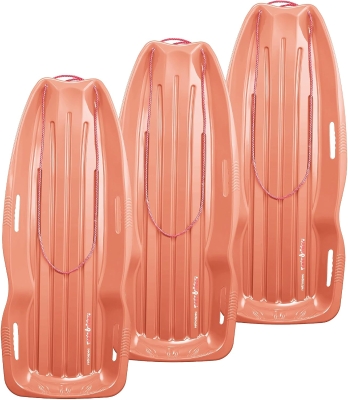 Retrospec Retrorider Plastic Snow Sled — Toboggan-Style with Pull Rope, Cold-Resistant Coating and Hard Bottom for Smooth Downhill Rides — Available in 35"" and 48"" for Kids and Adults