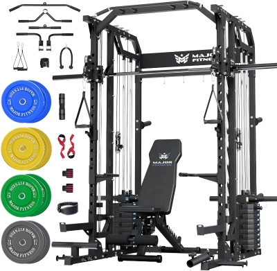 Major Fitness Drone2 Advanced Smith Machine — All-in-One Home Gym with Aluminum Pulley Set, Dual Lat Pulldown & Cable Crossover