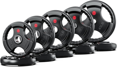 XDDIAS 260 lb Olympic Rubber Bumper Plate Set – 2-Inch Barbell Plates with Easy-Grip Handles and Steel Ring Insert