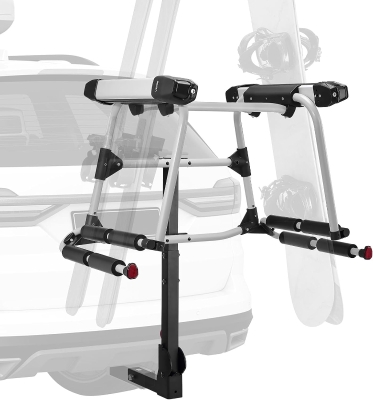 VEVOR Hitch-Mounted Ski & Snowboard Rack for 2-Inch Receiver, Carries up to 6 Pairs of Skis or 4 Snowboards, Includes Key Lock, Security Strap, 120° Tilt Access & Rubber Padding