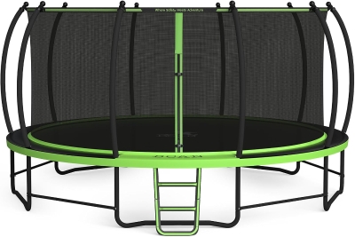 BCAN 8ft/10ft/12ft/14ft/15ft/16ft Safety-Enclosed Recreational Trampoline with Ladder — ASTM F381-16 Approved — Outdoor Trampoline for Kids & Adults