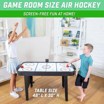 GoSports 48-inch Air Hockey Arcade Table for Kids — Oak or Black Matte, Includes 2 Pushers, 3 Pucks, AC Motor & LED Scoreboard