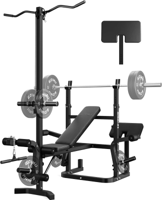 GOIMU Z3 9-in-1 Olympic Weight Bench Set with Leg Extension, Preacher Curl Pad & LAT Pulldown – 900 lb Capacity Strength Bench for Home Gym
