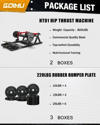 GOIMU HT01 Heavy-Duty Hip Thrust Machine — Plate-Loaded Glute Bridge with Band Pegs & Weight Holder, 800 lb Capacity