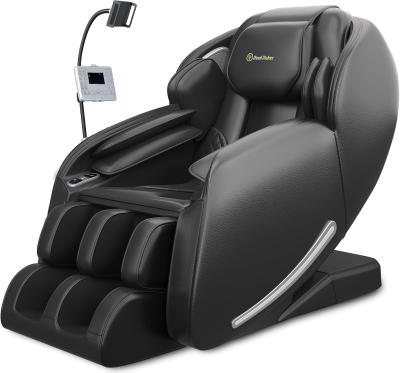 Real Relax 2025 Full-Body SL-Track Massage Recliner with Zero Gravity, Heat, App Control, Child Lock & Bluetooth Foot Roller (Favor 06, All Black)