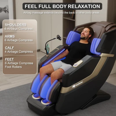 KZ-313 (2026) Heated Jade Roller Full-Body Massage Chair with Extended SL-Track, Deep Zero Gravity, 12 Auto Modes, 6 Memory Programs, Backlit Touchscreen, Voice Control & Wireless Charging