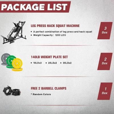 RitFit Adjustable Leg Press & Hack Squat Trainer with Included Weight Plates — Linear Bearing Home Gym Equipment for Total Lower-Body Development with Weight Storage