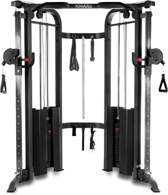 XMARK Functional Trainer — Dual 200 lb Weight Stacks Cable Machine & Crossover with Adjustable FID Bench for Home or Garage Gyms