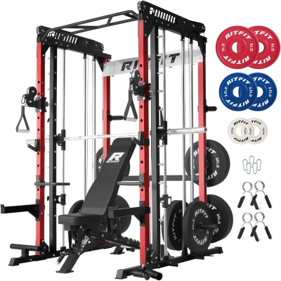 RitFit M1 Pro Smith Machine with Cable Crossover System - Multi-Function Power Rack & Squat Cage for Home Gym