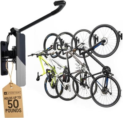 StoreYourBoard 120° Swivel Bike Rack – Vertical Wall-Mount Garage Hanger with Stopper, Space-Saving Mount for BMX & Kids' Bicycles