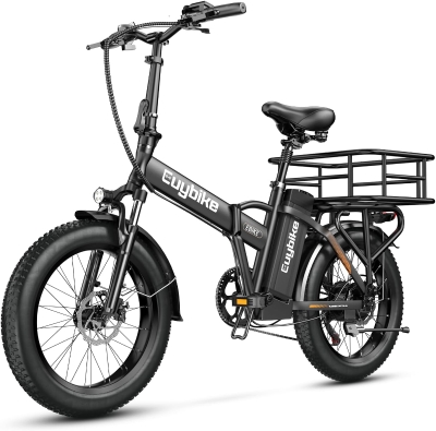 1000W Folding Electric Mountain Bike, 48V 20Ah Detachable Battery, 30+ MPH, 60-Mile Range (PAS), 20"" Fat Tire Foldable E-Bike for Adults