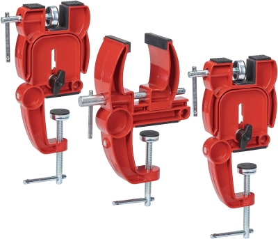 ANCHOM 3-Piece Ski & Snowboard Tuning Vise Set - Adjustable Aluminum Clamp with End Supports, Brake Retainers, Rubber Pads for Stable Waxing and Edge Work