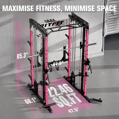 RitFit M1 / M1 Pro Smith Machine with Cable Crossover — Multifunctional Power Cage & Squat Rack for Home Gym, Includes Extensive Accessories and Storage