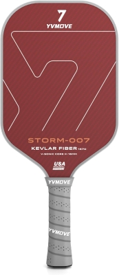 YVMOVE STORM 007 Pickleball Paddle - Hybrid Kevlar/Carbon Face, Thermoformed One-Piece Body, 16mm Polymer Core (8.1 oz)