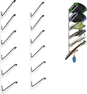 5-Board Surf/Wake/Snow Wall Mount Rack – Adjustable Wall Hangers for Board Storage and Display