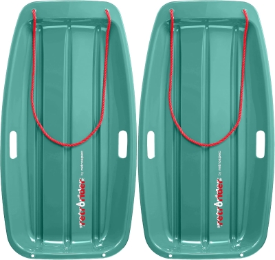 Retrospec Retrorider Plastic Snow Sled — Toboggan Style with Pull Rope, Cold-Resistant Coating and Hard Bottom for Smooth, Fast Descents — Available in 35"" & 48"" for Kids/Adults