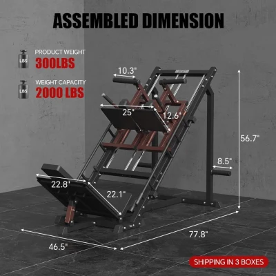 SPART 5-in-1 Leg Press & Hack Squat Combo with Linear Bearings, Adjustable Hack Squat/Calf Raise, Commercial Weight Storage and Band Pegs