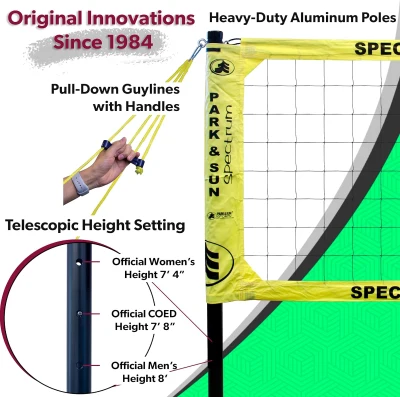 Park & Sun Sports Spectrum Classic Adjustable Professional Outdoor Volleyball Net System