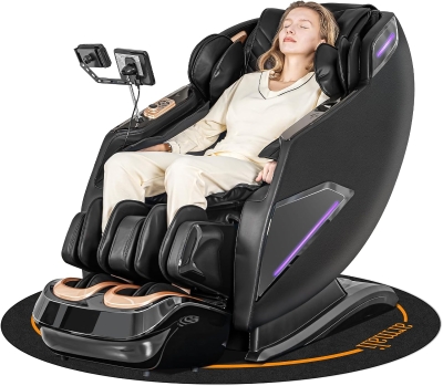 4D Full-Body Massage Chair Recliner with Zero Gravity, SL-Track Shiatsu, Core Heating, 20 Techniques, Deep Yoga Stretch, Foot Rollers, AI Voice, Touchscreen & Wireless Charging