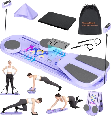 Portable Foldable Pilates Reformer Board — Multi-Function Home Pilates Machine with Timer, Resistance Bands & Carry Bag