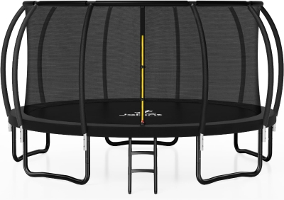JELENS Backyard Trampoline — Available 8/10/12/14/15/16FT with Enclosure Net & Ladder, Galvanized Anti-Rust Frame, ASTM F381-16
