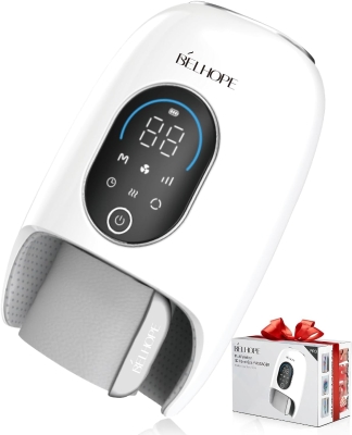 belhope Hand Massager with Compression, Heat and Cooling – 9 Modes, 4 Heat Levels, Timer and Safety Valve for Arthritis and Carpal Tunnel Relief (White)