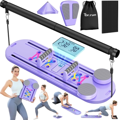 DR. Run 7-in-1 Foldable Pilates Reformer with Smart Timer and Carry Bag — Portable Multifunctional Pilates Board Set