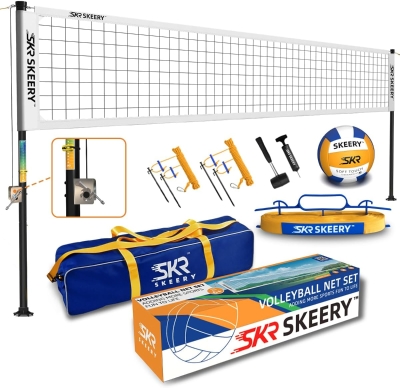 Portable Outdoor Volleyball Net Set — Heavy-Duty Anti-Sag Design with Adjustable Aluminum Poles, Winch System, Complete Accessory Pack for Backyard, Grass & Beach