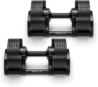 NÜOBELL® Easy-Twist Adjustable Dumbbell Pair — 5–50 lb or 5–80 lb Options, 2024-25 All-in-One Home Weight Set (Original Manufacturer)