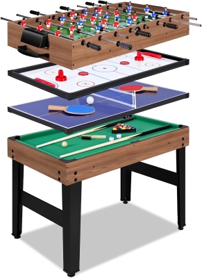 48"" 12-in-1 Combo Game Table — Multi-Game Arcade with Ping Pong, Foosball, Air Hockey, Pool and Accessories for Game Rooms & Family Nights