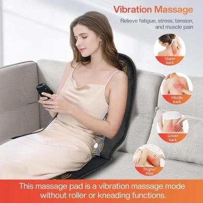 CILI Heated Massage Chair Pad – Back Massager Seat Cushion with 10 Vibration Motors, 30/60/90-Min Timer, for Office & Home Use