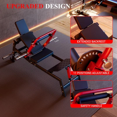 Plate-Loaded Hip Thrust Machine - 900 lb Capacity Heavy-Duty Glute Bridge Trainer with Weight Holder & Adjustable Footboard for Home Gym