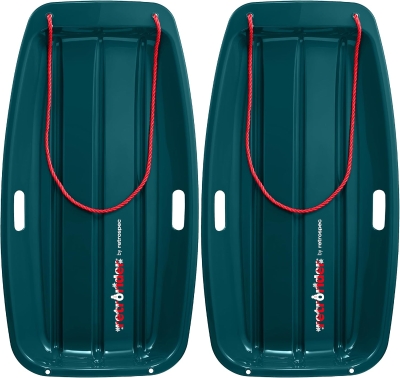 Retrospec Retrorider Plastic Snow Toboggan – Hard-Bottom with Cold-Resistant Coating and Pre-Knotted Pull Rope – 35"" & 48"" for Kids and Adults