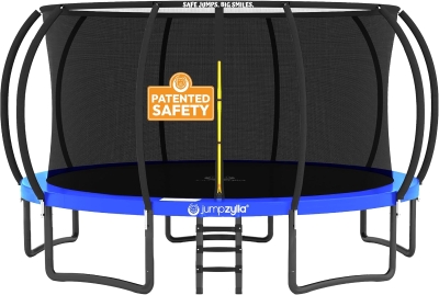 JUMPZYLLA Kids & Adults Trampoline with Safety Net and Ladder — 8FT/10FT/12FT/14FT/15FT/16FT, ASTM F381-16 Certified, Anti-Rust Coated Frame