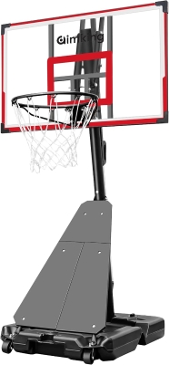 Aimking Outdoor Basketball Hoop System with 44"" Shatterproof PC Backboard, Height Adjustable 4.8–10 FT Portable Goal for Youth/Teens/Adults (Indoor/Outdoor/Pool)