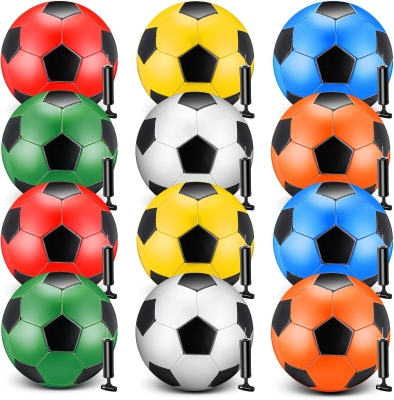 12-Pack Operation Christmas Soccer Balls with Pump & Needles — Bulk Official Size 3/4/5 Deflated Gift Set for Charity Donations
