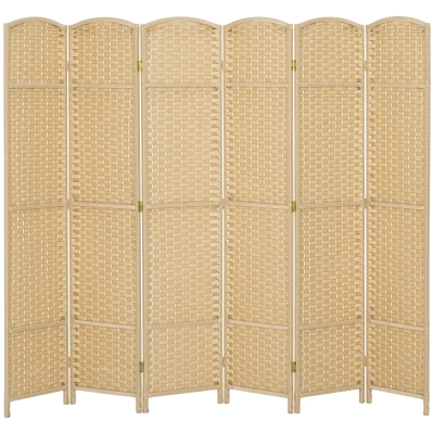 HOMCOM 6-Panel Folding Privacy Screen Room Divider, Beige