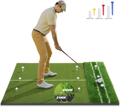 Dual-Turf 5x4 ft Golf Practice Mat — Upgraded Alignment Lines (2025) for Approach Angle & Balance, Indoor/Outdoor Hitting Surface