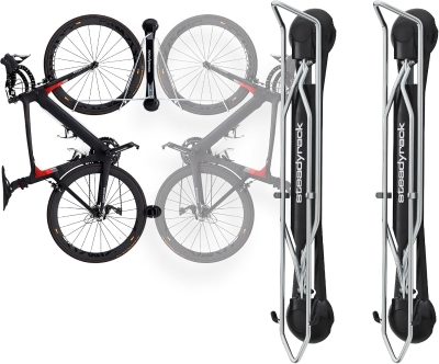 Steadyrack Classic Wall-Mounted Vertical Bike Rack for Road Bikes - Original Pivot Design, Space-Saving Steel Storage for Narrow Tires - Indoor Garage & Apartment Use