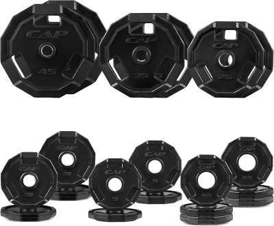 CAP Barbell 2-Inch Olympic 12-Sided Rubber-Coated Plate Set — Full Range Option
