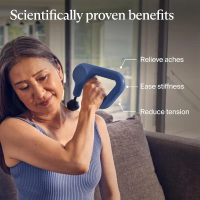 TheraGun Relief Handheld Percussion Massager — Lightweight, Easy-to-Use Personal Massager for Everyday Pain Relief in Neck, Back, Leg, Shoulder & Body (Navy)